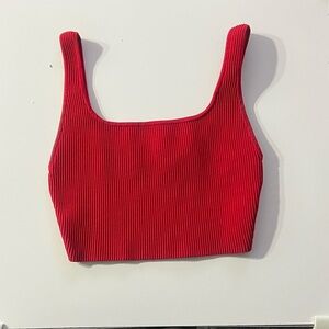 Babaton Red Ribbed Crop Top